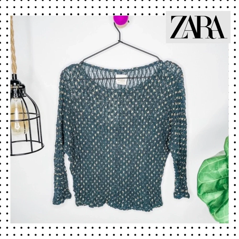 ZARA Trafaluc Collection - Crochet Gold Dots Top M